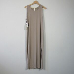 Aritzia Babaton Evelina Maxi Tank Dress M Taupe Cotton Slit Blend Minimalist 208